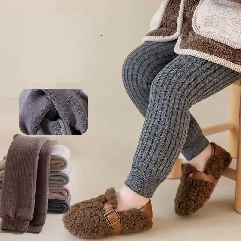 012Y Toddler Girl Flannel Clothes Tights Cotton Solid Thick Ribbed Fleece Lined Girls Leggings Kid Warm Outerwear Winter PantsT251024