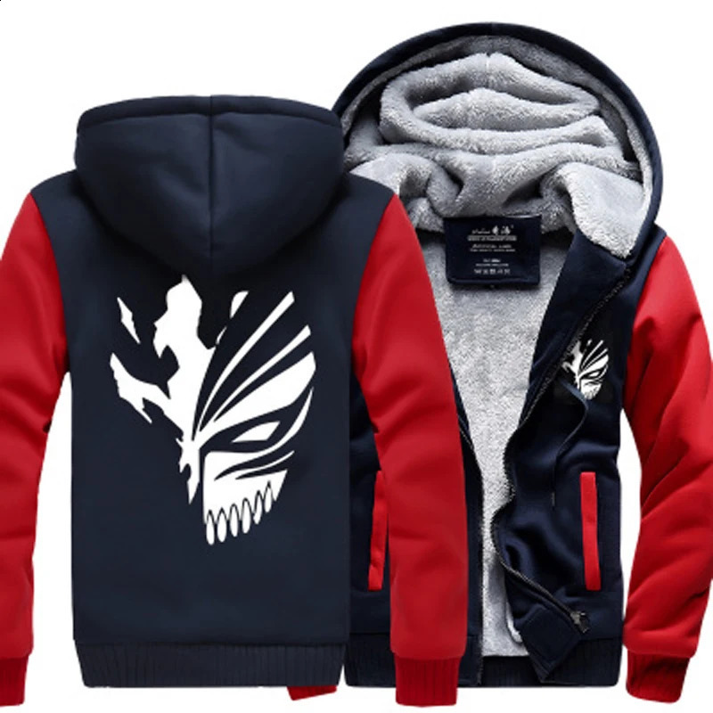 Anime Bleach Men Sweatshirts 2023 winter thicken fleece Kurosaki Ichigo hoodies men hip hop fashion Zippered hoodie for fans 251018