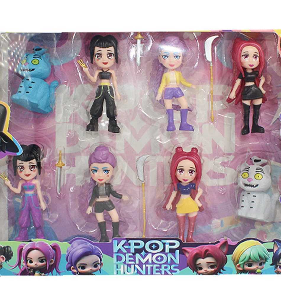 8pcsSet Kpop Demon Hunters Action Figure Toy Derpys Tiger Rumi Mira Zoey Sussy Figurine Doll For Fans Gift J251024