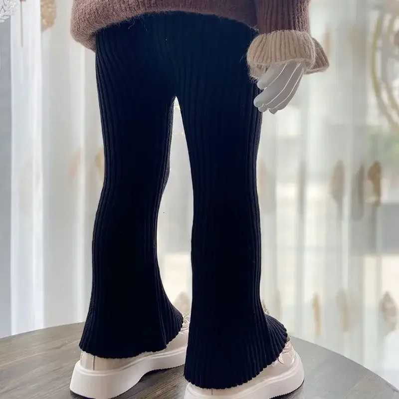 Kids Girls Flare Pants Knitted Pants 2024 New Arrival Children Casual Cotton Leggings Black Coffee Beige Autumn Winter ClothesT251024