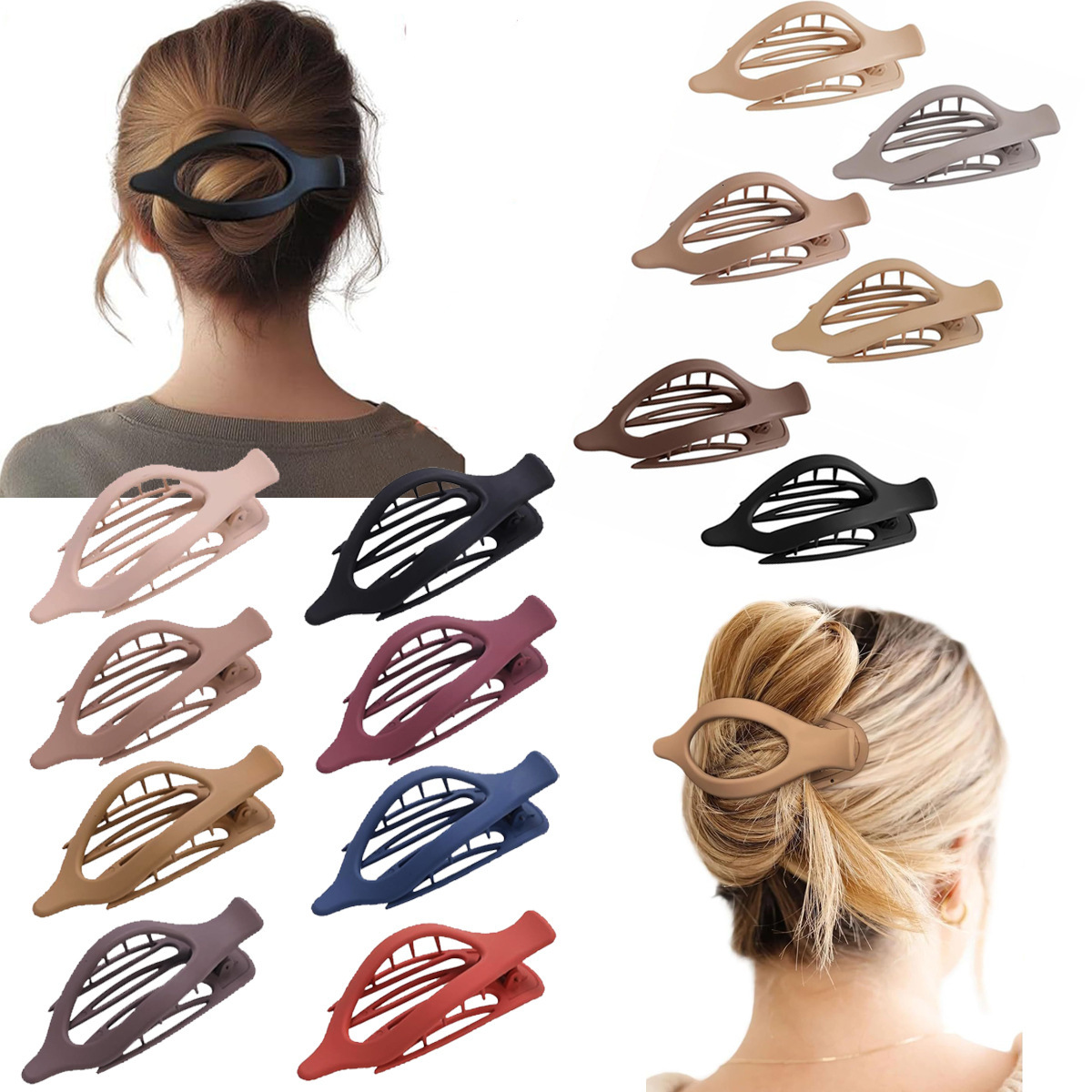 Frosted Pointed Fashion Milk Coffee Color Large Bun Duckbill Hair Accessory Shark Clip