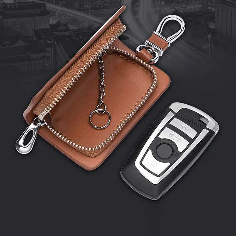 Genuine Leather Key Holder MenWomen Car Key Organizer with Card Slot Split Leather Keychain Wallet Housekeeper Pouch Z251023
