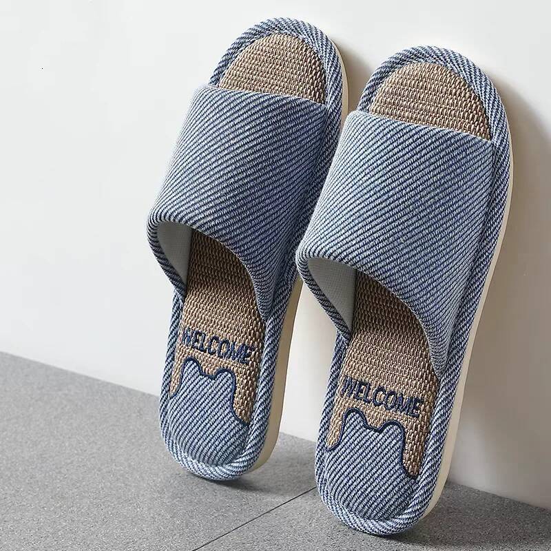 Slippers House Breathable Flats Shoes Indoor Women Men Slides Linen Floor Shoe Couples Non-slip Comfortable Summer Sandals ddmythur
