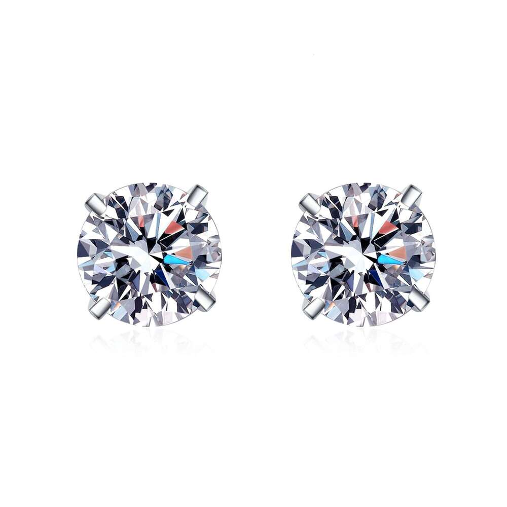DHCollections-- XDY Sterling Sier Four-Prong 20 30 50 80 Points 1 2 Moissanite Stud Earrings Simple Style