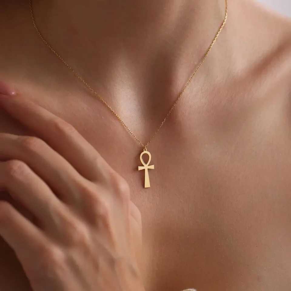 Stainl Steel Fashion Anka Cross Egyptian Ankh Life Symbol Tibetan Pendant Necklace Choker Charm gift 2025XJ251024