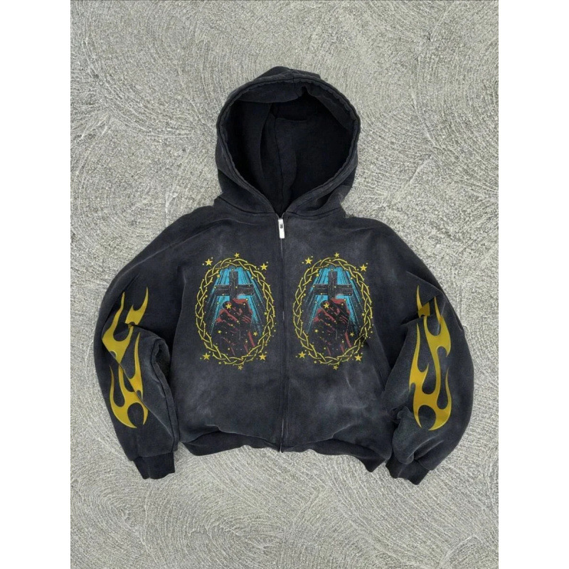 Men's Hoodies Hip Hop Women Gothic Punk Streetwear Grunge Harajuku Top Sweatshirt Goth Oversized Hoodie Clothes printing