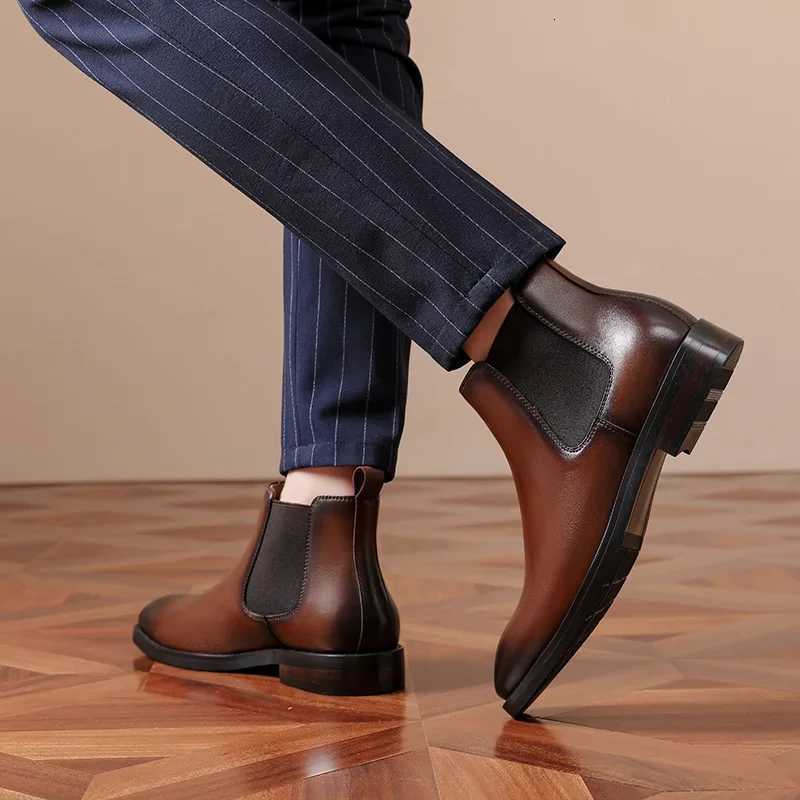 Golden Sapling Formal Chelsea Boots for Men Handmade Genuine Leather Shoes Casual Business Shoes British Style Male Ankle Boot W251024