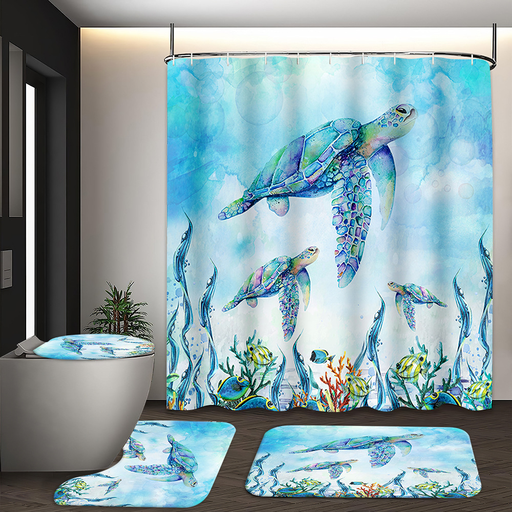 YL-37552 Hot selling digital printed shower curtain animal waterproof, mildew-proof and moisture-proof bathroom dry and wet separation curtain
