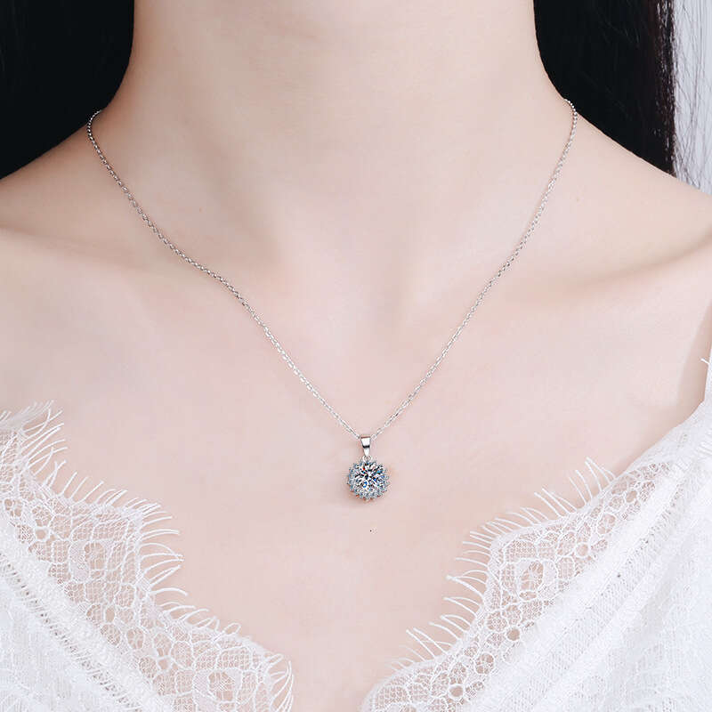 DHCollections-- XDY New Pure Sier Necklace for Women 50 1 3 5 Moissanite Pendant