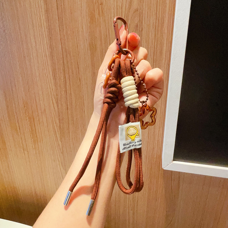 Woven Rope Charm Plush Doll - Nylon Lanyard, Ins-Style Keychain with Carabiner, Bag Pendant Gift