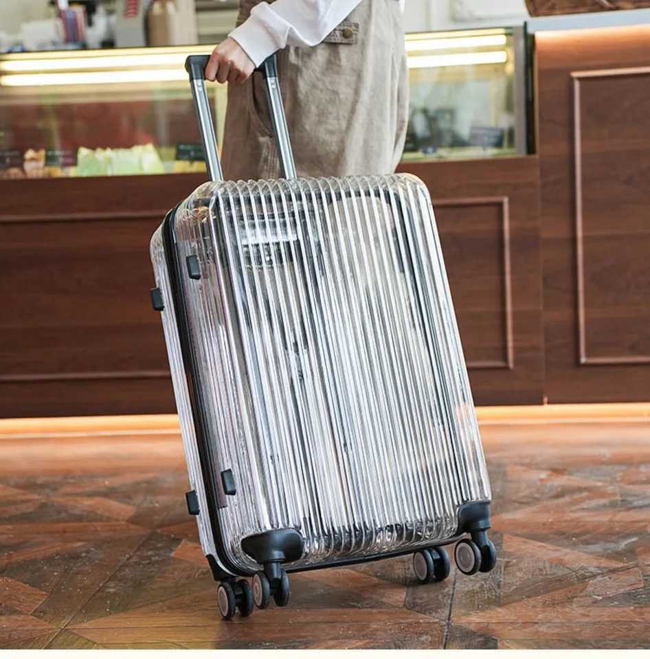 Transparent PC Carry On Suitcase 20 inch Cabin Luggage Trolley Bag On Wheels Fasion Rolling LuggageW251024