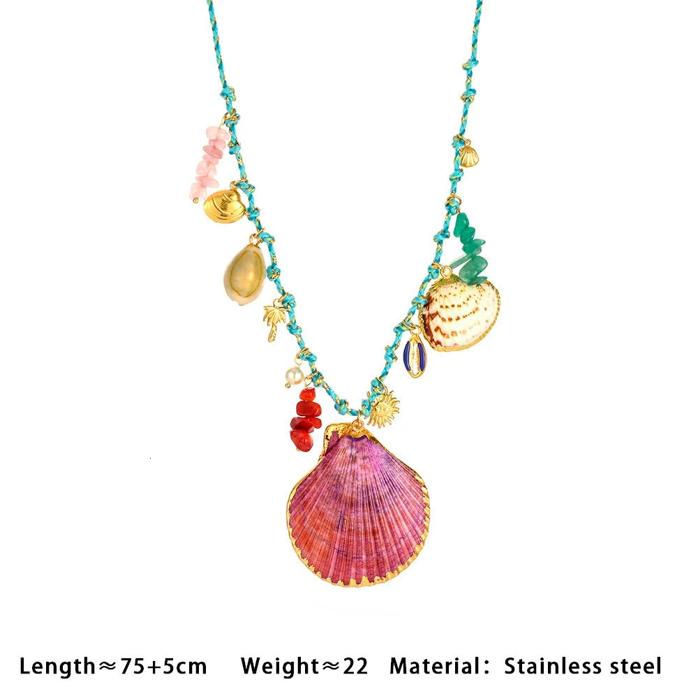 European American Shell Pearl Stainless Steel Chain Women Beach Fun Colorful Natural Stone Waist Chain Color Preserving Jewelry 251023