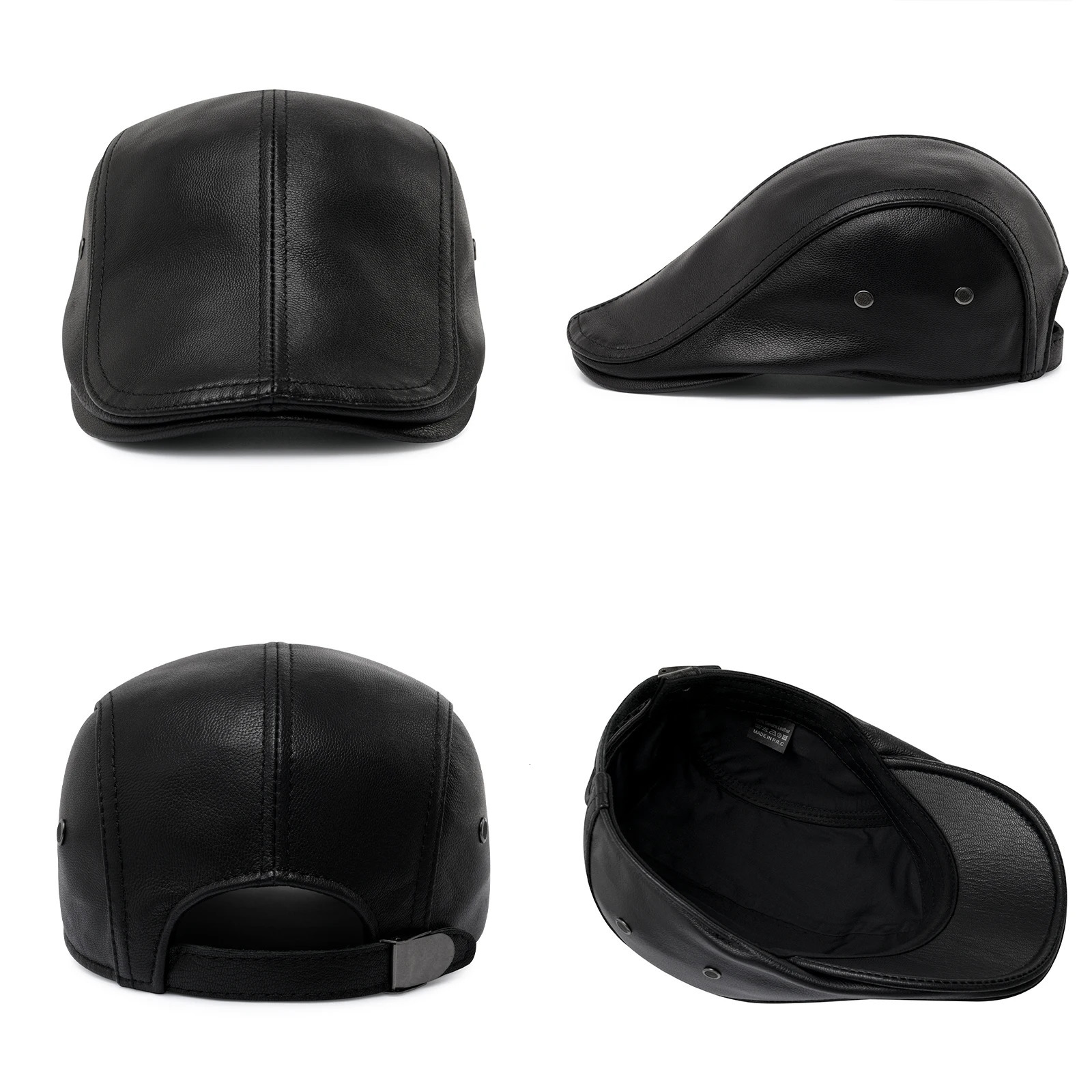 BOTVELA Mens Adjustable sboy Cap Beret Driving Hunting Fishing Hat Genuine Leather Ivy Cap Fashion Gatsby Ivy Flat Cap 251021