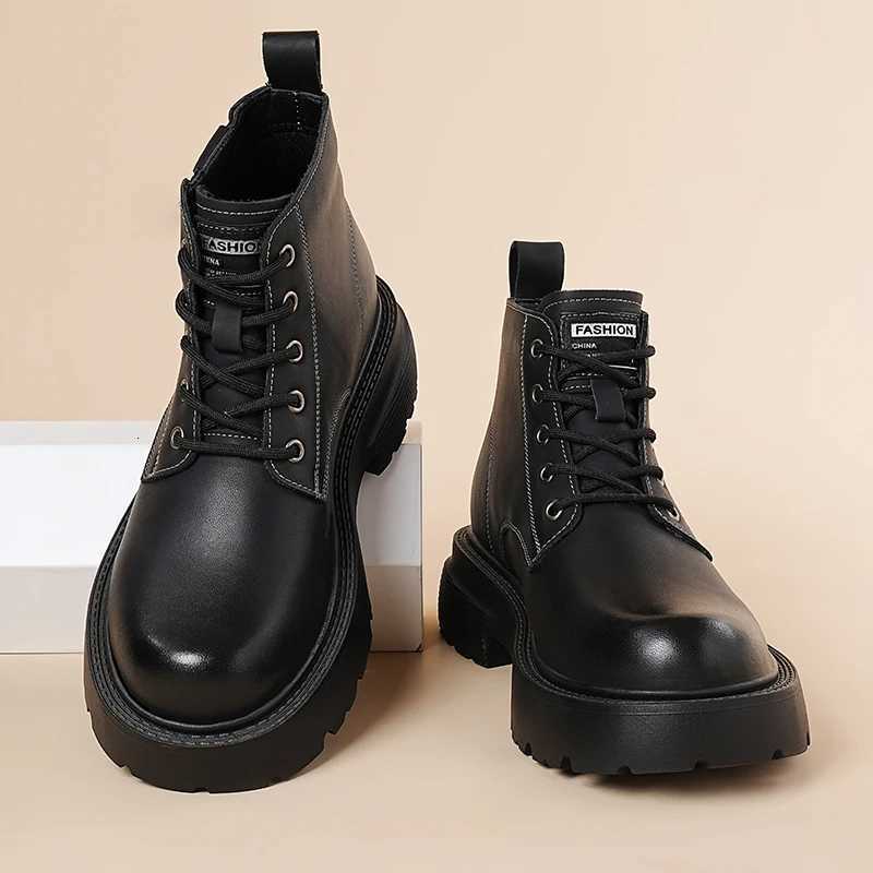 New Arrival Mens Motorcycle Boots Casual Leather Punk Ankle Boots Fashion Basic Botas Versatile High Top Shoes Sneakers W251024