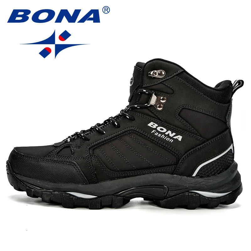 BONA Men Boots AntiSkidding Leather Shoes Men Comfy Spring Autumn Men Shoes Short Plush Snow Boots Durable Outsole251020