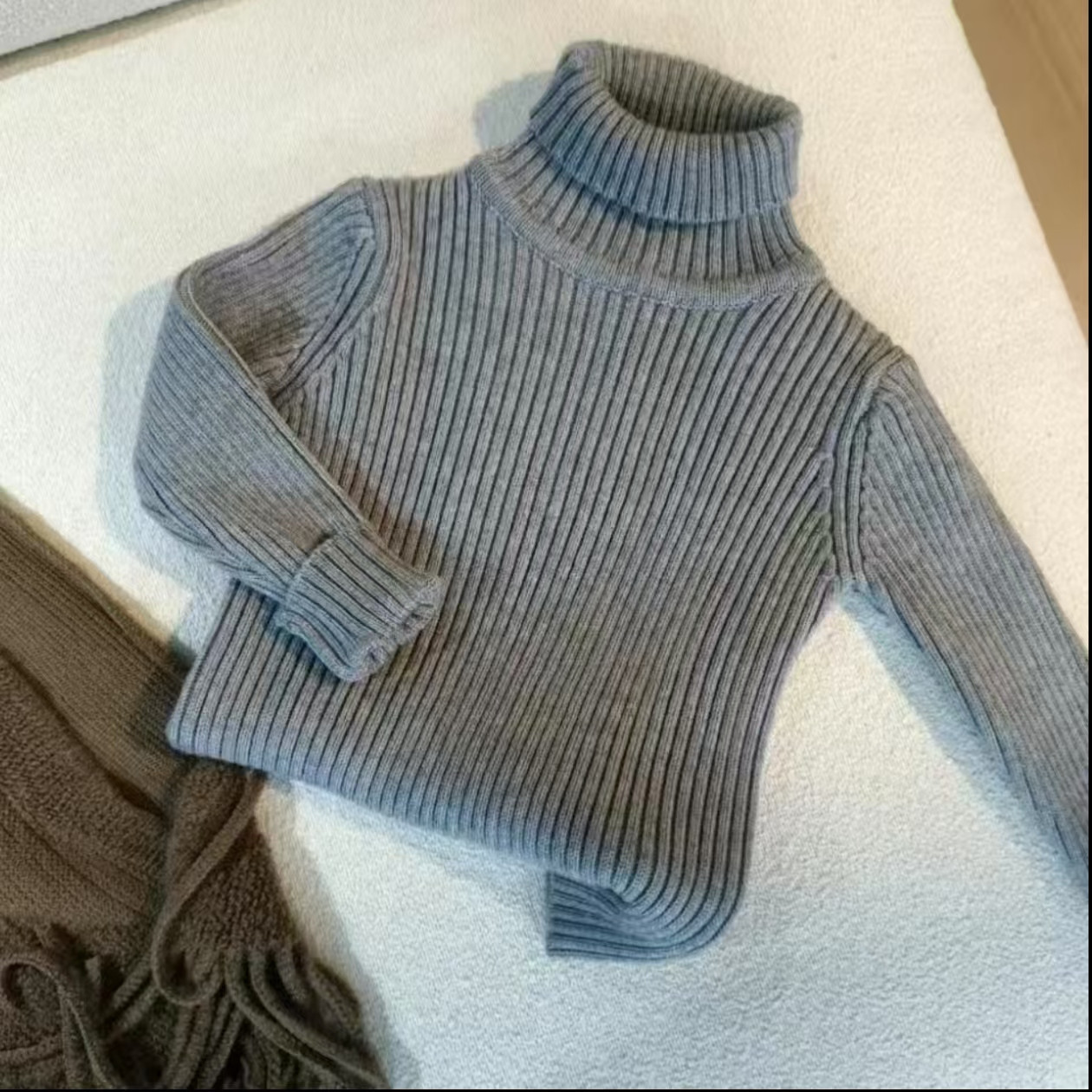 Free Shipping Kids' 2025 New Fashion Winter Fleece-Lined 3-Piece Set: High Neck Sweater, Thick Vest & Pants