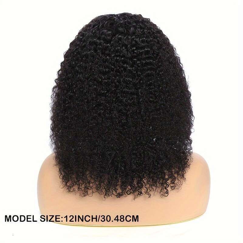 Front Human 4x4x1 Lace Closure 180% Density Kinky Curly Wigs with Brazilian Remy Unprocessed Virgin Hair Wig Natural Color