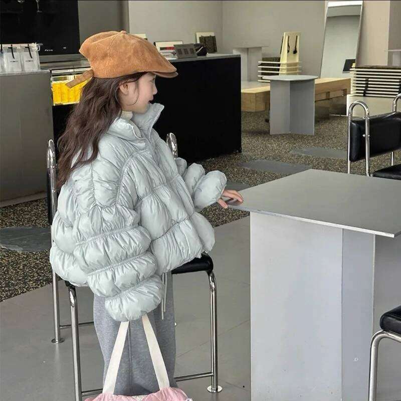 New Girls' Down Jacket With Bread-Style Design - Warm Toddler Winter Coat Short Sleeve Outerwear For Kids