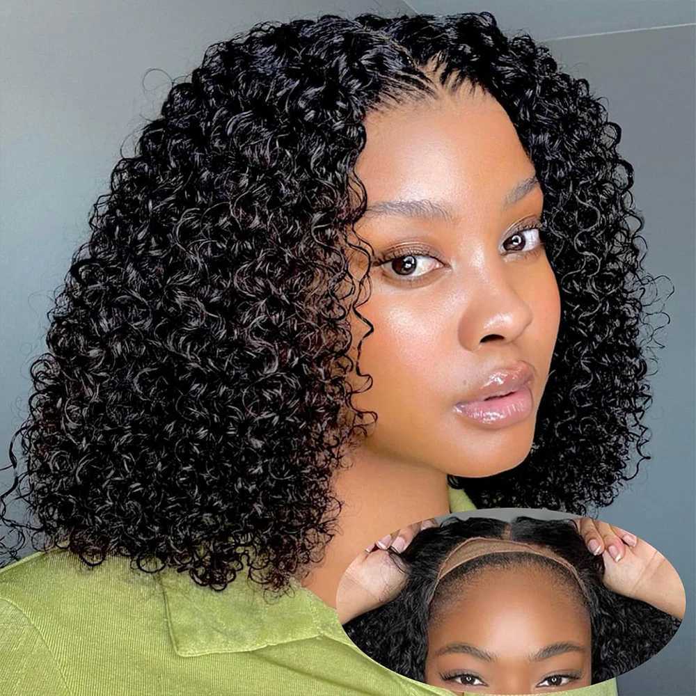 Short Curly Water Wave Human Hair Bob Wigs 13x4 HD Lace Frontal Human Hair Deep Wave Transparent Lace Front Wigs For Women 180 W251023
