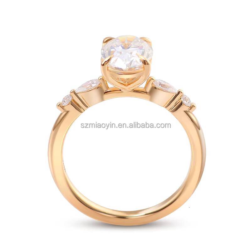 Wholesale Price Jewelry 10k14k18k Solid Real Gold 1ct2ct3ct D VVS Oval Moissanite Diamond Engagement Ring for Women