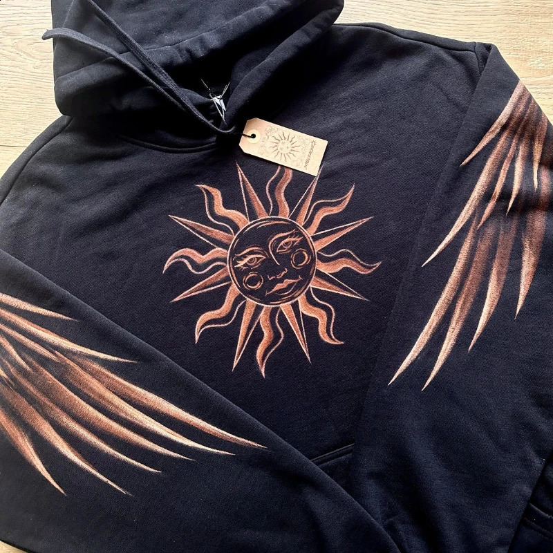 Sunbulached Creative Graffiti Unisex Casual Hoodie Y2K Gothic Harajuku Sweatshirt Retro Mythical Graphics Hip Hop Street 251018