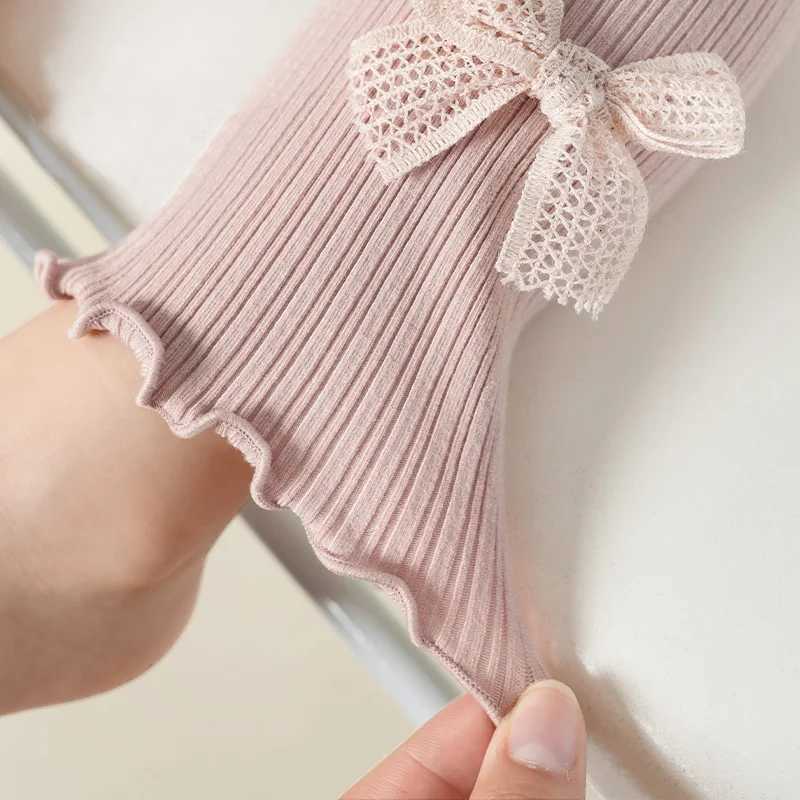 Kids Girls Leggings Spring Autumn Cotton Kids High Waist Pants Soft Sweet Bows Princess Childrens Tights 112Years PantyhoseT251024