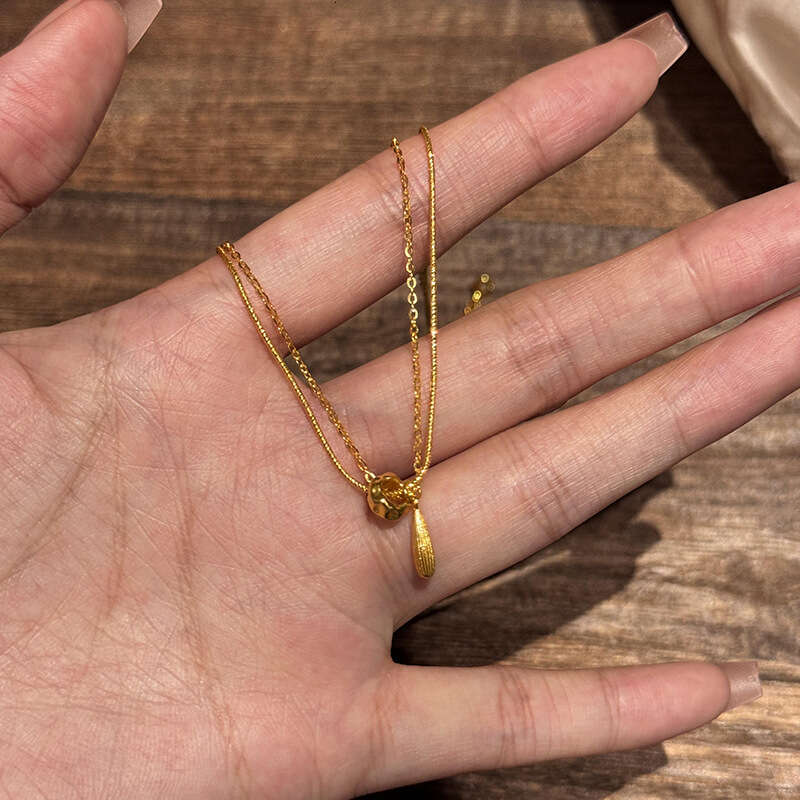 Necklace Designer luxury pendant necklace Water Drop for Women men Exquisite retro High End wire drawing process copper plated with 18K gold Festival 