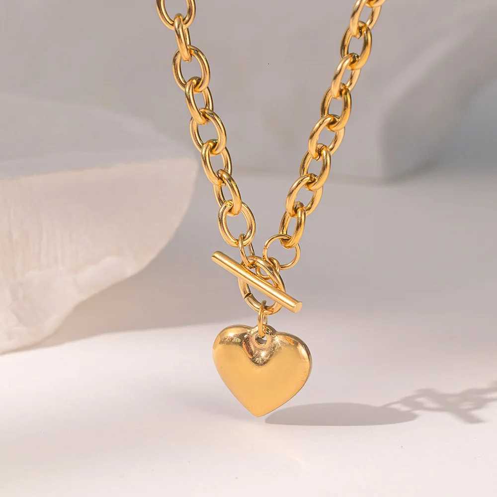 Stainl Steel Heart OT Buckle Necklace For Women Thick Clavicle Chain Unique Birtay Wedding Party Jewelry Gifts NewXJ251024