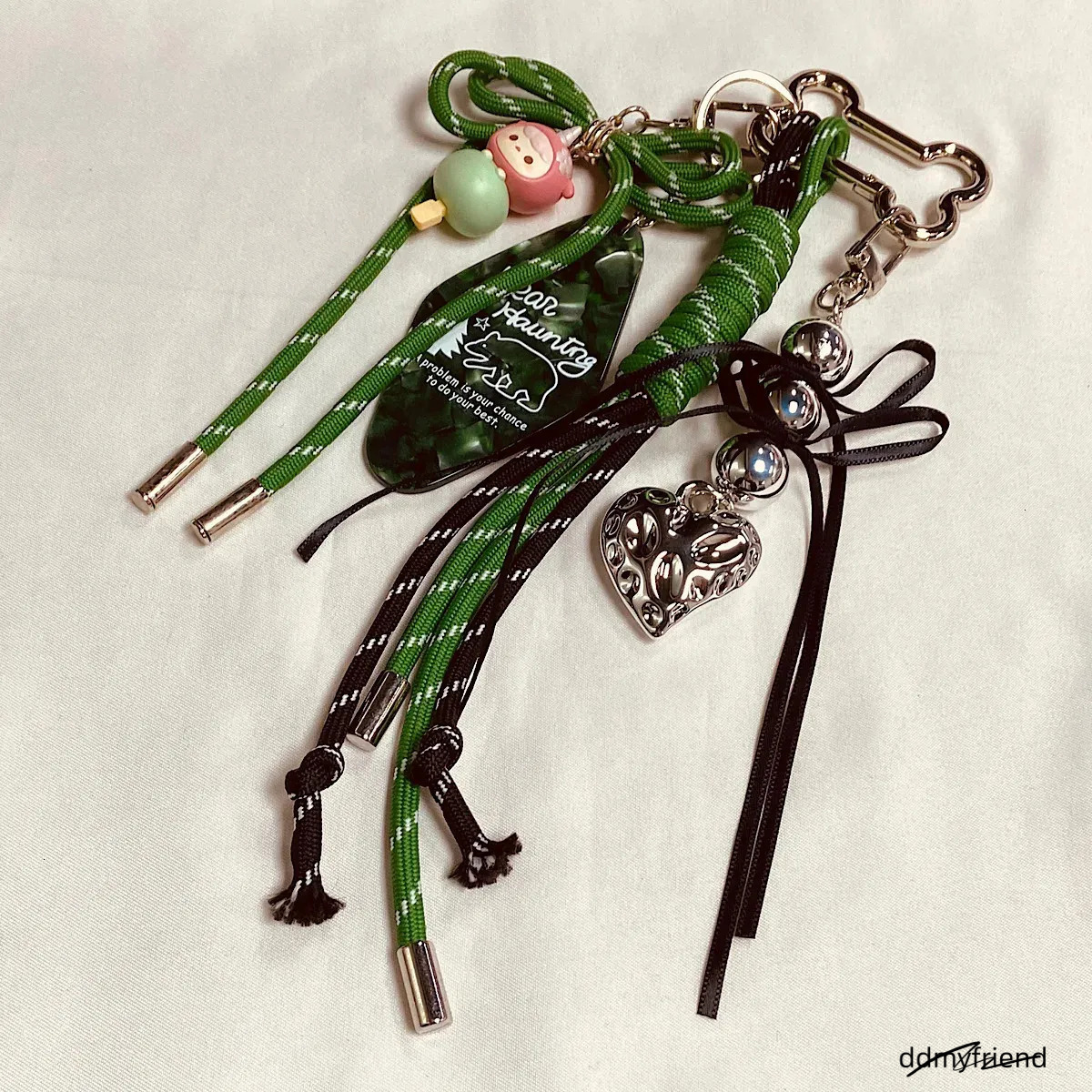 Rope Keychain Charm Chain Retro Bracelet Bags Cartoon Pendant Bowknot Love Versatile Bag Accessories Gift Ddmyfriend