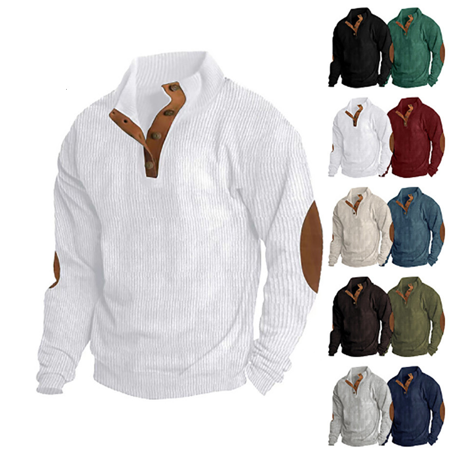Autumn Winter Men's Corduroy Pullover Jacket Casual Long Sleeve Sweatshirt
