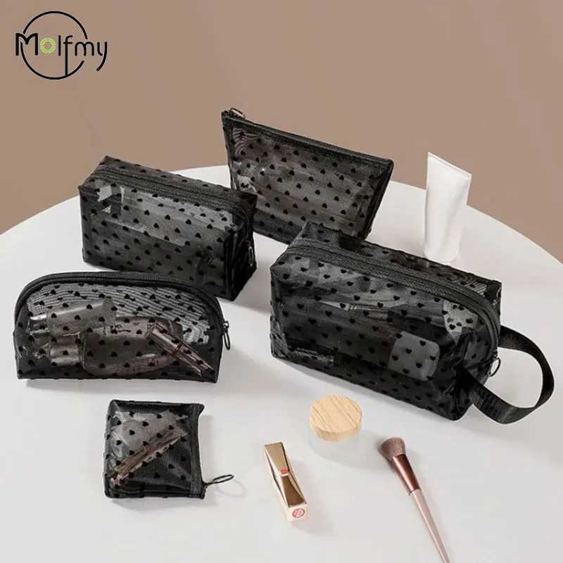 Makeup Bag Outdoor Personalized Transparent Nylon Mesh Cosmetic Bags Pouch Travel Organizer Zipper Beach Makeup Womens PurseT251024