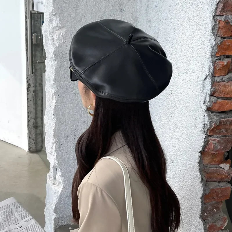 Fashion Felt 100 High Quality Real Leather Beret Hat Women Cap Female Ladies Beret Girls For Spring Autumn Pumpkin Hat 251023