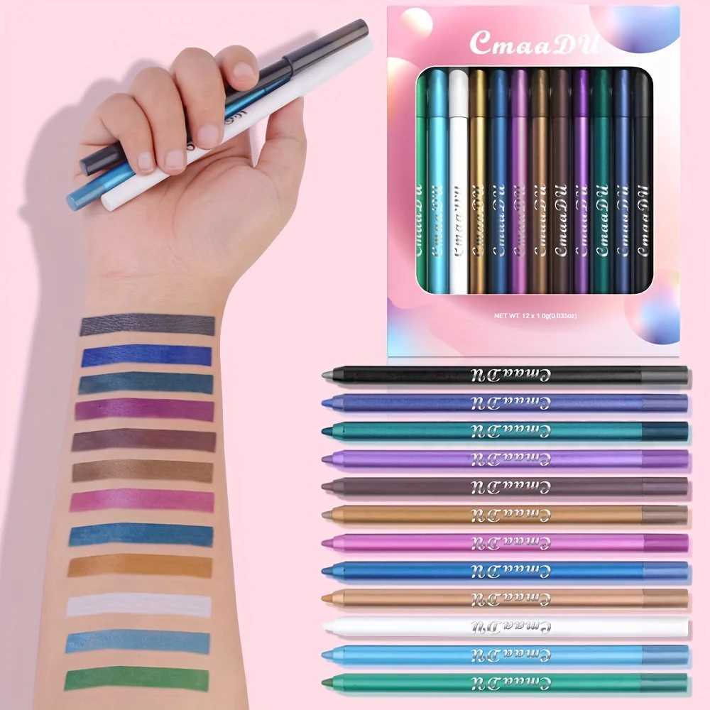 CmaaDu 12 Pcs Set of Waterproof Eyeliner Pens with Shimmering Effects Includes Eyeshadow Durable and Easy to Color HighlighterL251024