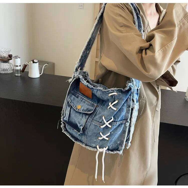 Washed Denim Shoulder Bag For Women Handbags Large Capacity Female Messenger Bags Soft Jeans Casual Big Totes Shopping Bag