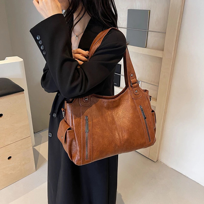 Soft Interior Compartment Shoulder Bags High Quality Contrasting Colors Crossbody Bags for Women Fashion Pu Leather Handbags 251023ww