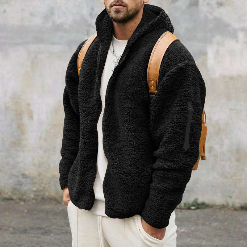 2025 Men's Autumn Winter Double-Sided Fleece Warm Loose Hooded Casual Jacket