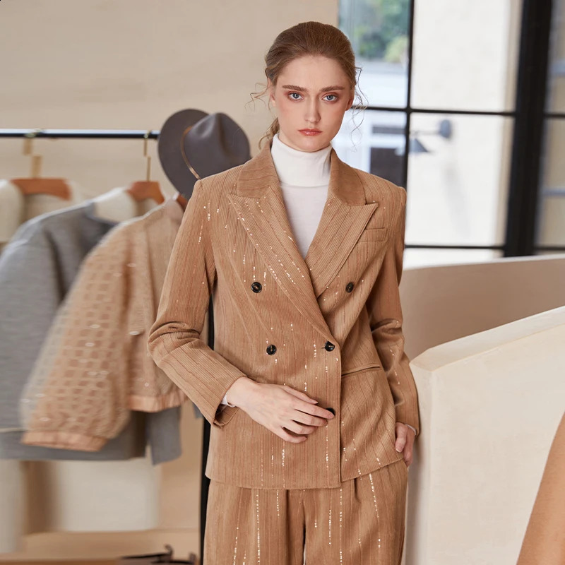 K1362W Corduroy Sequins Blazer For Women Ladies Suits Office Wear Formal Clothes Business Womens Luxuy Clothing Autumn Winter 251023