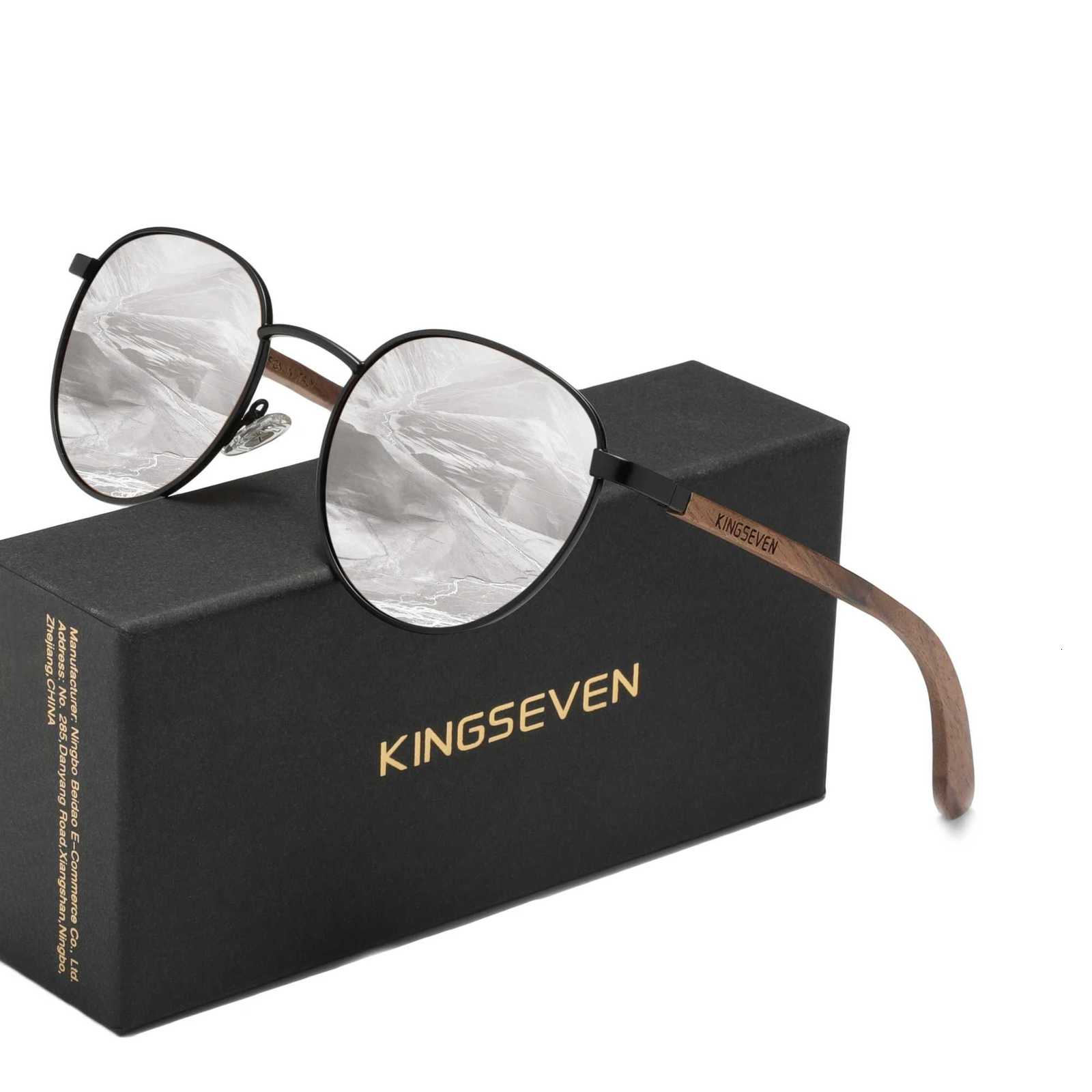 KINGSEVEN Wooden Pilot Sunglasses for Men Walnut Wooden Polarized Sun Glasses Women Eyewear UV400 Eyewear Shades OculosT251024