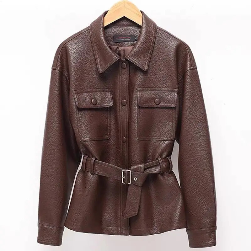 High Quality Womens PU Leather Jacket Autumn Artificial Leather Coat Fashion Ladies Motorcycle Leather Jackets Tops 251020