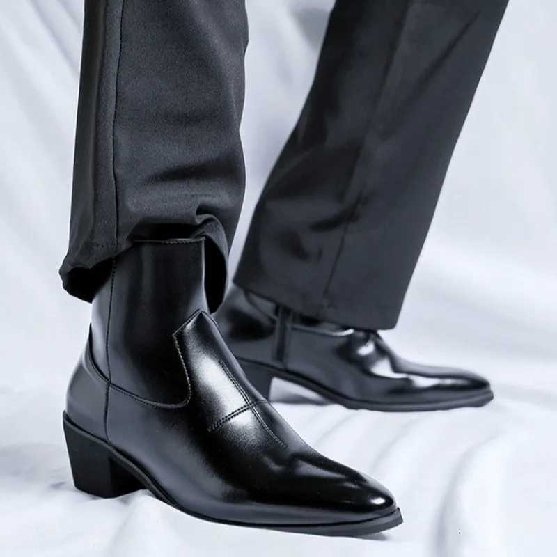Brand Mens Boots Fashion Chelsea Boot Luxury Leather Botas Black Classic Business Dress Boots Casual Ankle Boots for Men Botas W251024