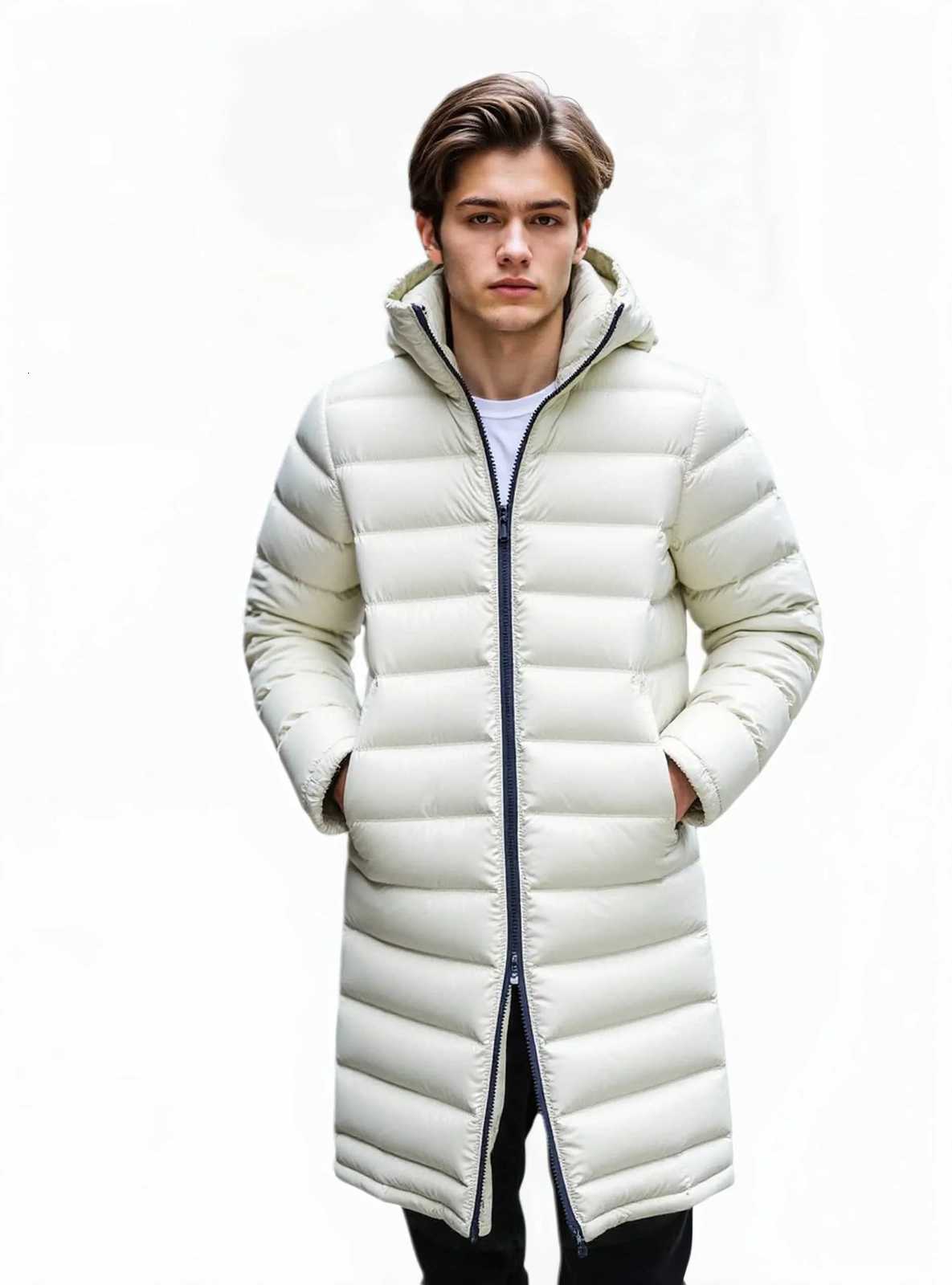 CottonPadded Overcoat Mens Down Cotton Hooded Thick Warm Parka Puffer Coat Long Parkas Outdoor Leisure Windproof Down Parka Z251024