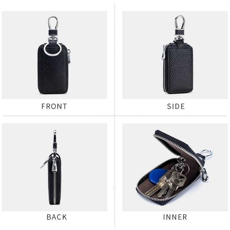 Fashion Genuine Leather Women Key Case Wallet Men Car Keychain Case New Orange Key Pouch Bag Zipper Key Holder Wallet Versatile Z251023