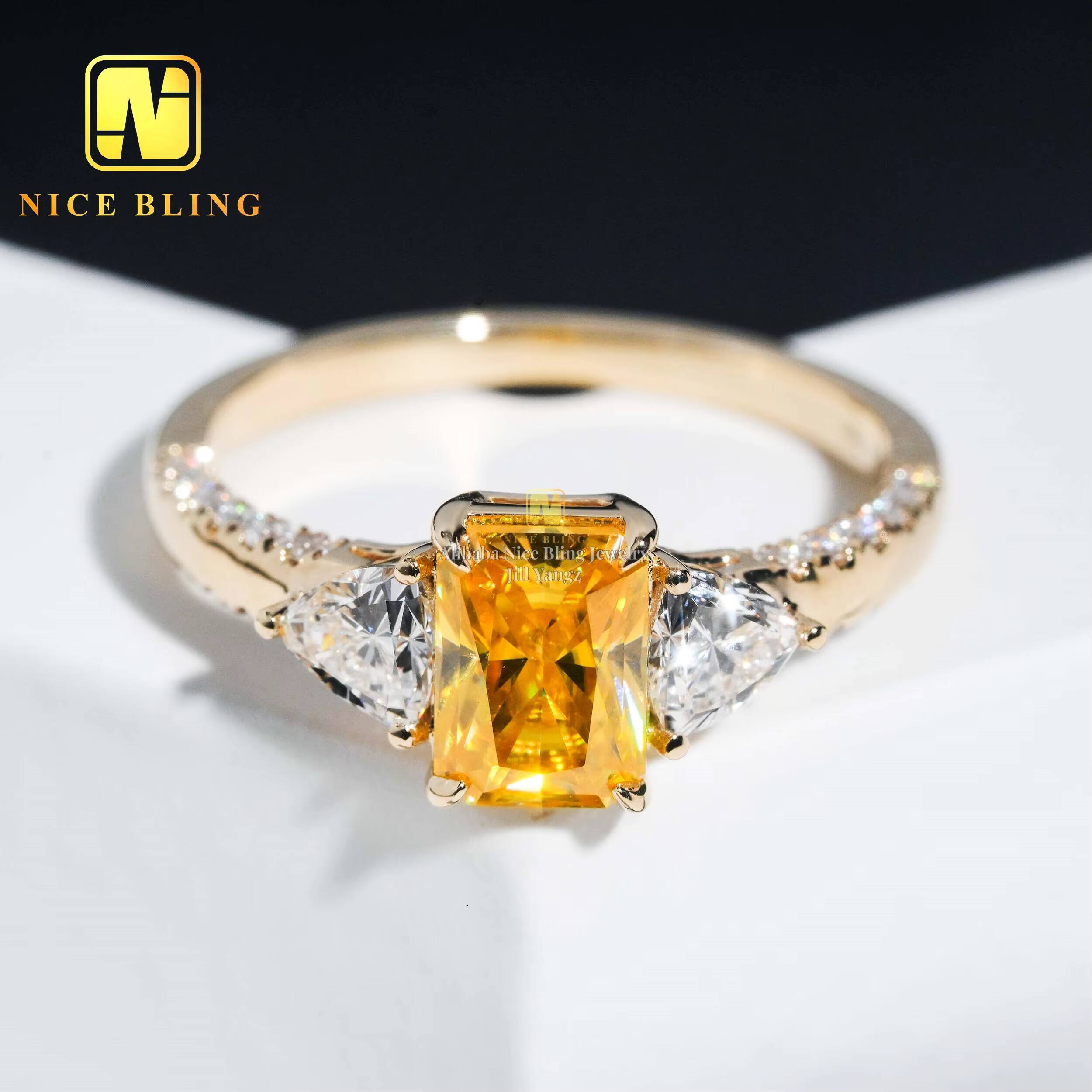 Ice Crushed Cut Custom Moissanite Engagement Ring for Women Lab Grown Diamond Rings 10k Solid Gold Ring Jewelry