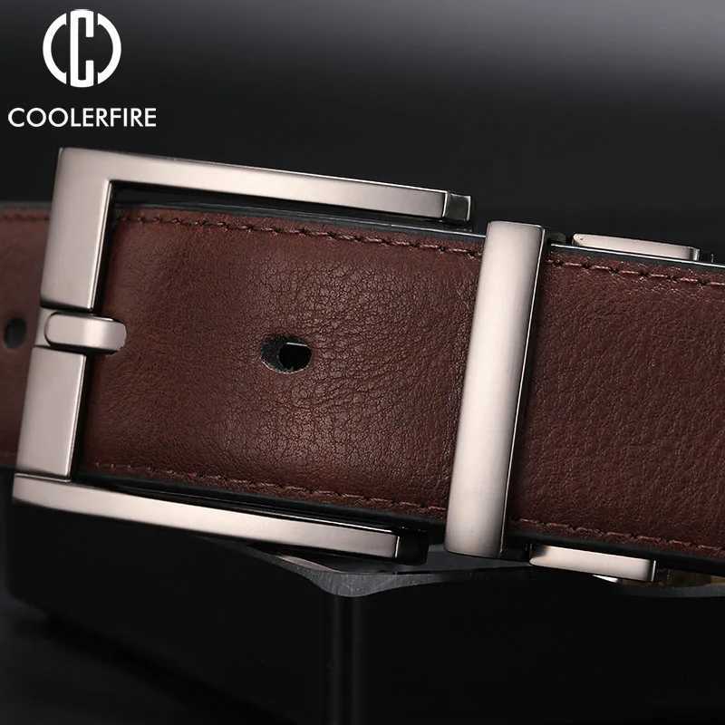 Business Dress Belts for Men Genuine Leather Belt Reversible Buckle Brown and Black Belt HQ110 W251024