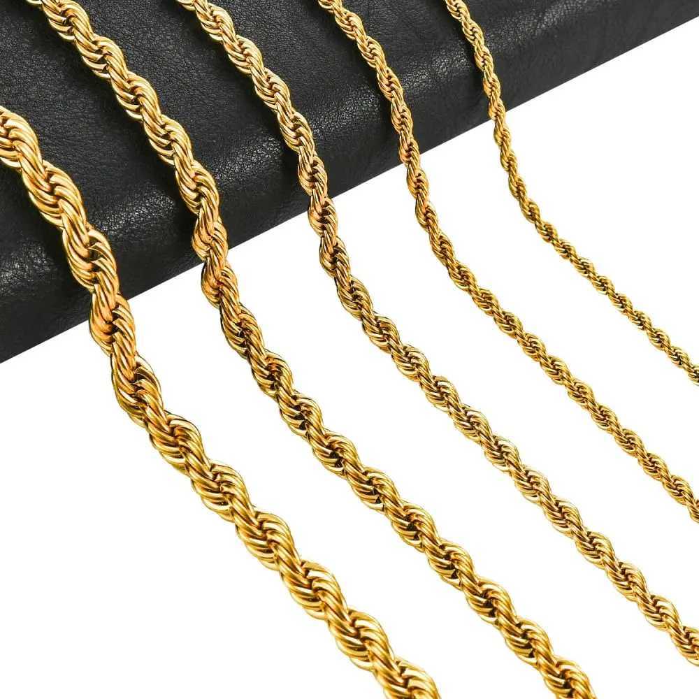 Fashion Hip Hop Rope Chain Necklace Classic Stainl Steel Twisted Link Chain Necklace For Men Women Jewelry GiftXJ251024