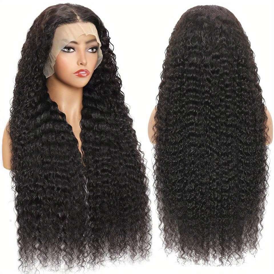 250% Density Brazilian Virgin Curly Front Transparent HD 13x4 Lace Frontal Deep Wave 100% Real Human Wigs Remy Pre Plucked Bleached Knots With Baby Ha