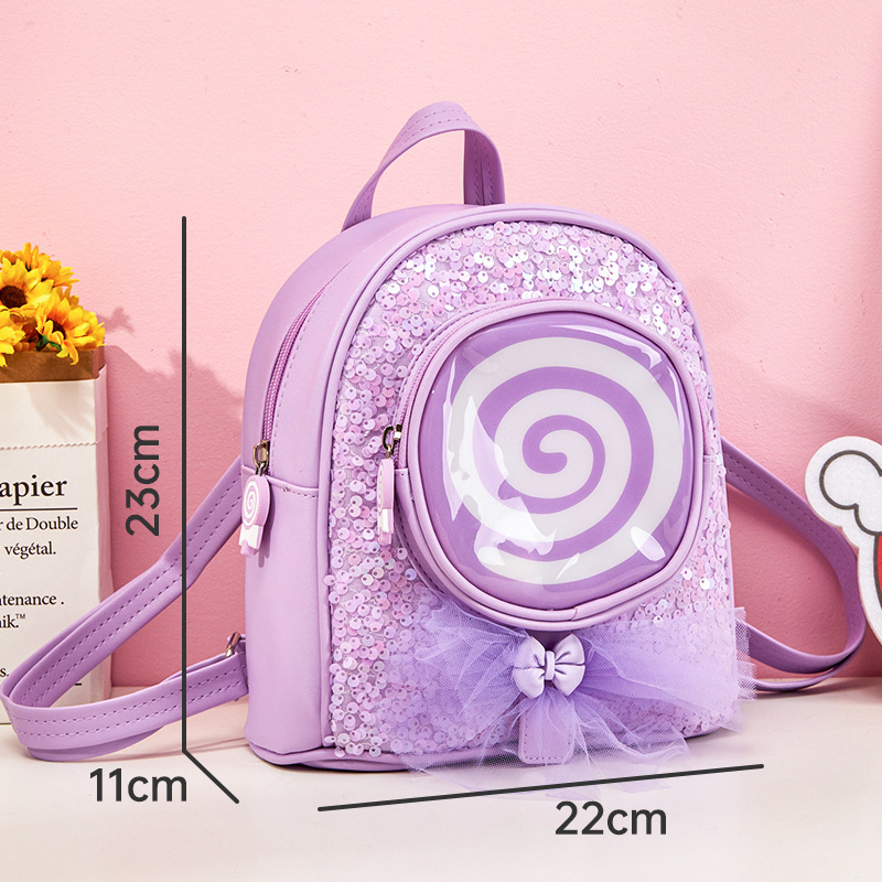 New designer fashionable girl backpack, casual travel lollipop backpack, LED light cute princess children's backpack