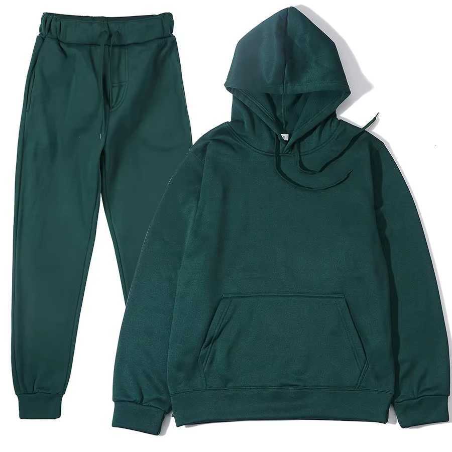 Mens Autumn and Winter New Solid Color Hoodiepants Twopiece Set Fashionable Casual Sports Set Size S3XL Mens TracksuitT251024