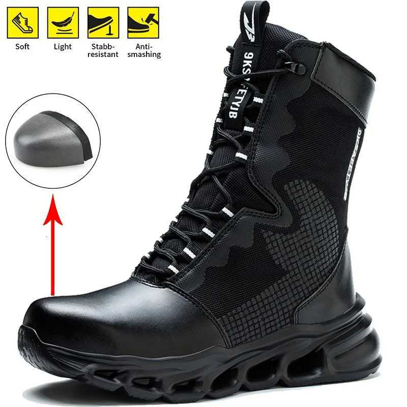 Safety Shoes Men Boots High Top Work Sneakers Steel Toe Antismash PunctureProof Work Boots Breathable Indestructible Shoes W251024