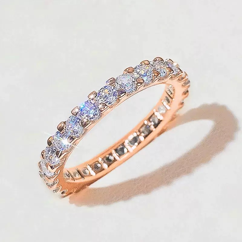 Classical 18K Real White Gold Plated Cubic Zirconia Rings for Women Dainty Diamond Stone Band Ring Bling AAA CZ Crystal Ring Wedding Jewelry Gift Acce
